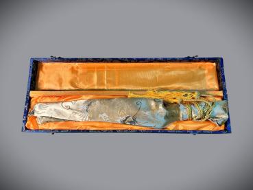 Snake Tanto mit 12-mal gefalteter Damaststahl Klinge, Saja mit Schlangenhaut